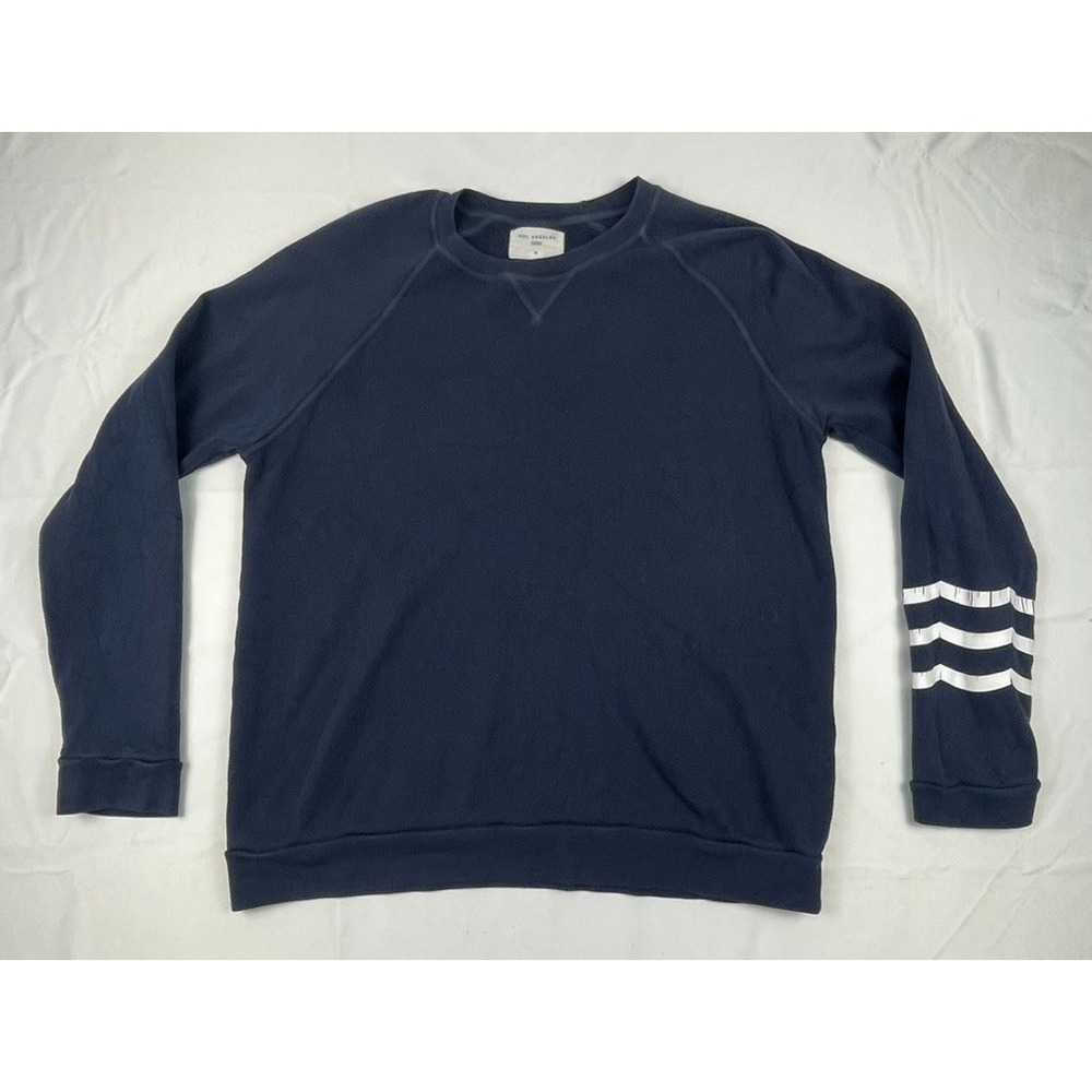 SOL ANGELES SWEATSHIRT XL NAVY CREWNECK PULLOVER STRIPE SLEEVE MAFE IN USA